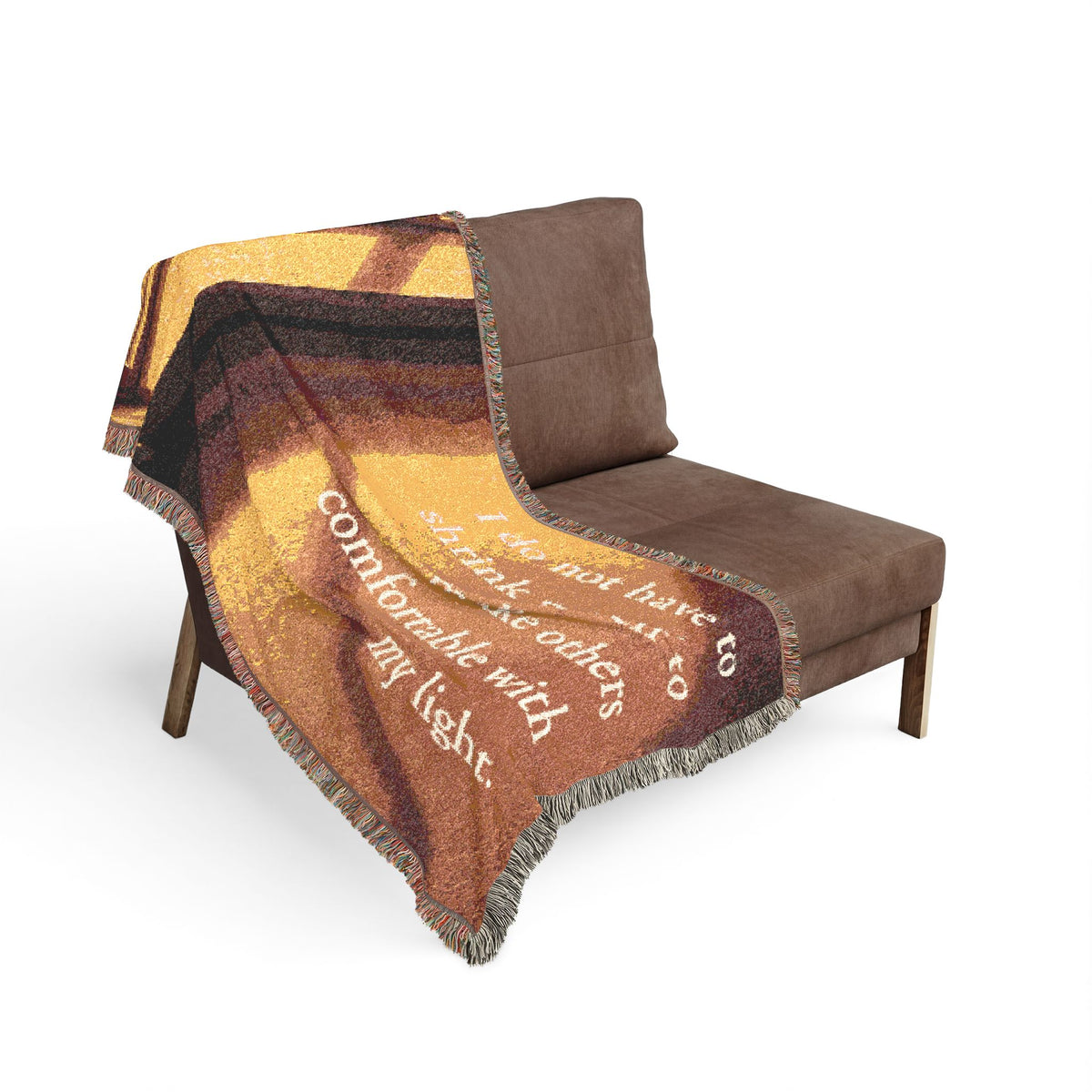 Inspirational Quote Woven Blanket — "I do not have to shrink myself to make others comfortable with my light"